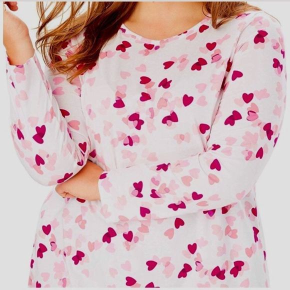 Pink Heart Valentine Print Top Plus Size - Picture 2 of 8